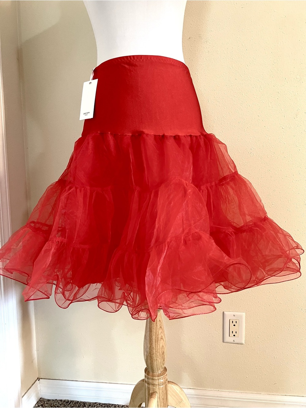 NWT GRACE KARIN 50’ RED womens PETTICOAT CRINOLINE Dancing swing SKIRT womens XL - Picture 3 of 9